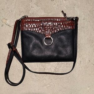 Elegant Black and Brown Crossbody Bag